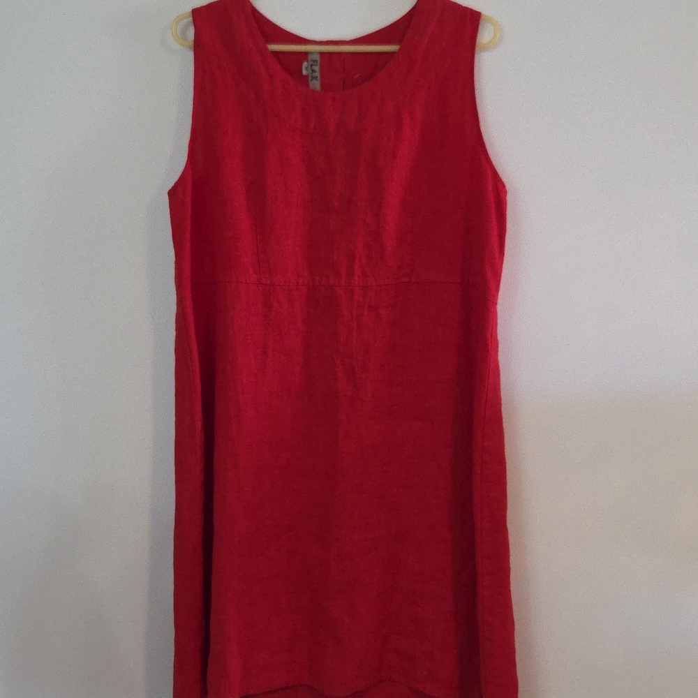 FLAX red linen A-line dress Sz M - Picture 8 of 8